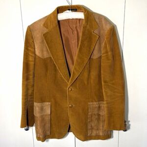 Vtg 70s Stanley Blacker Corduroy Western Blazer Suede Yoke Sport Coat Mens M 40